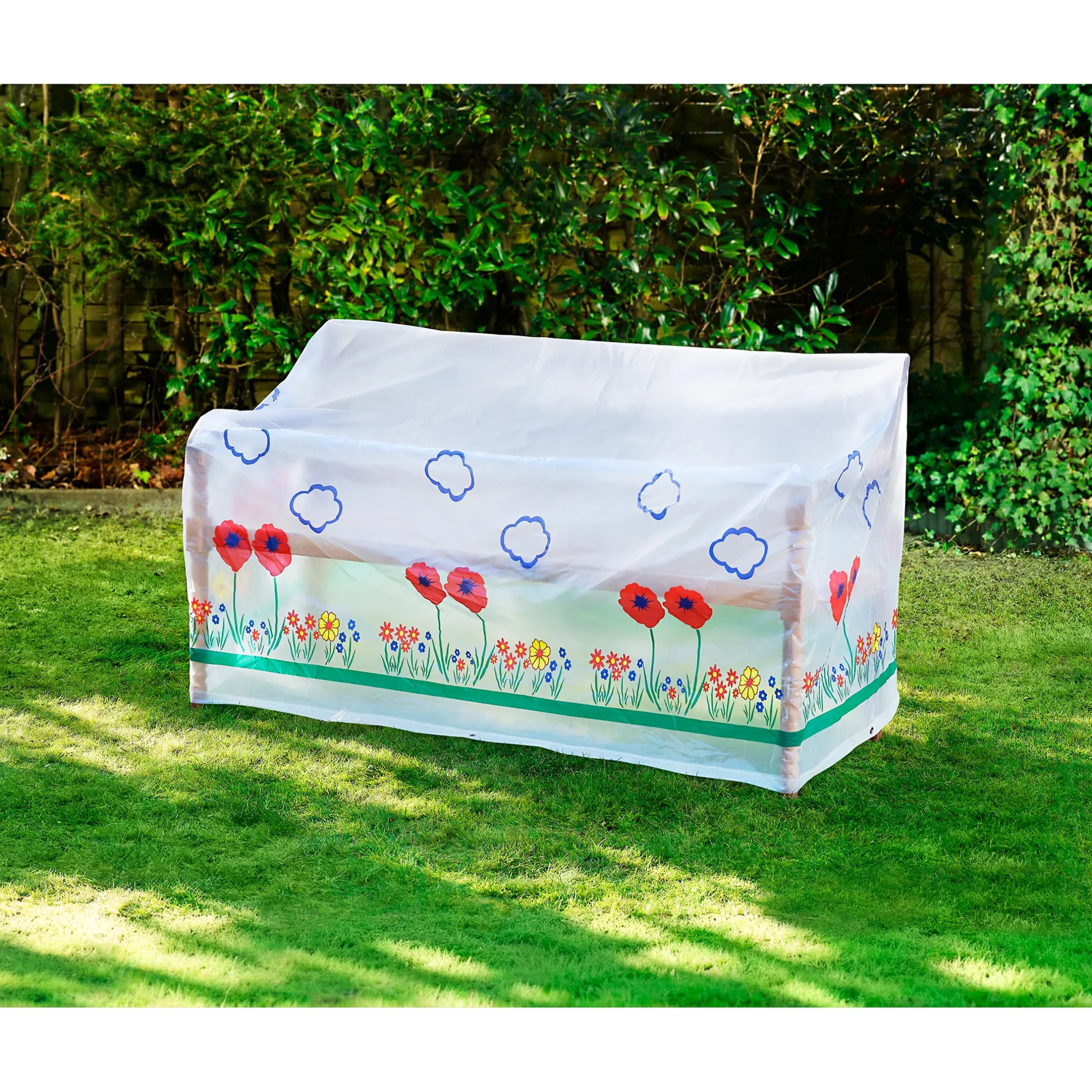 Abdeckhaube für Gartenbank Mohnblume