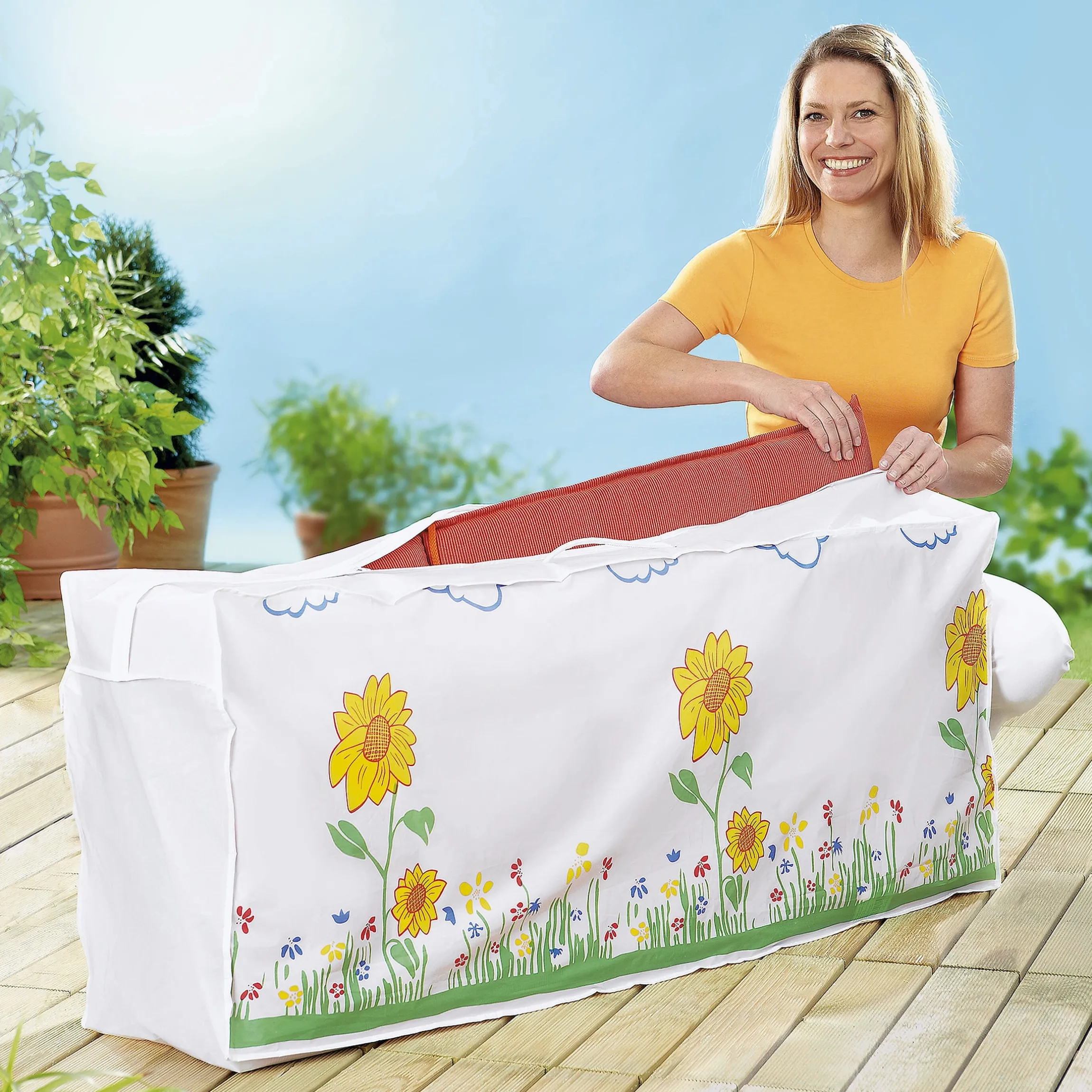 Abdeckhaube für Gartenpolster Sonnenblume