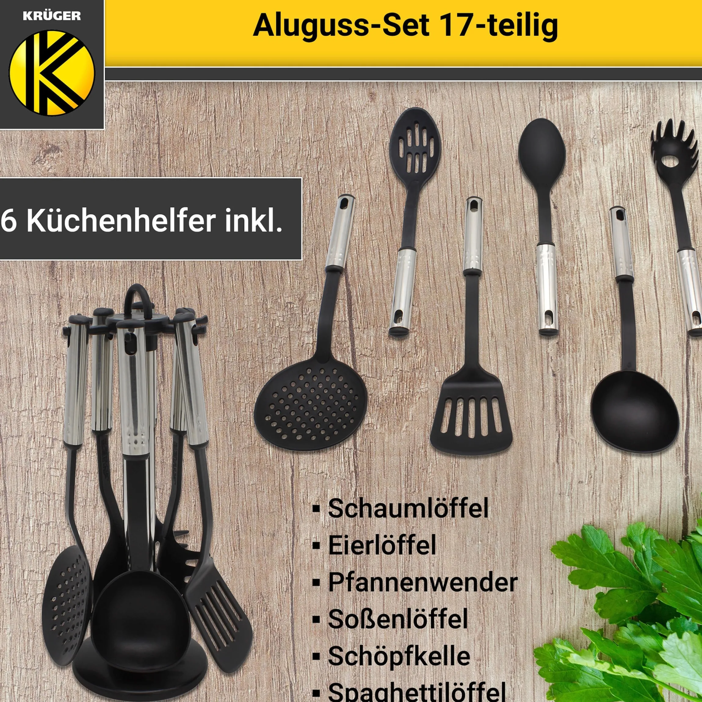 Aluguss-Topfset, 17-teilig grau