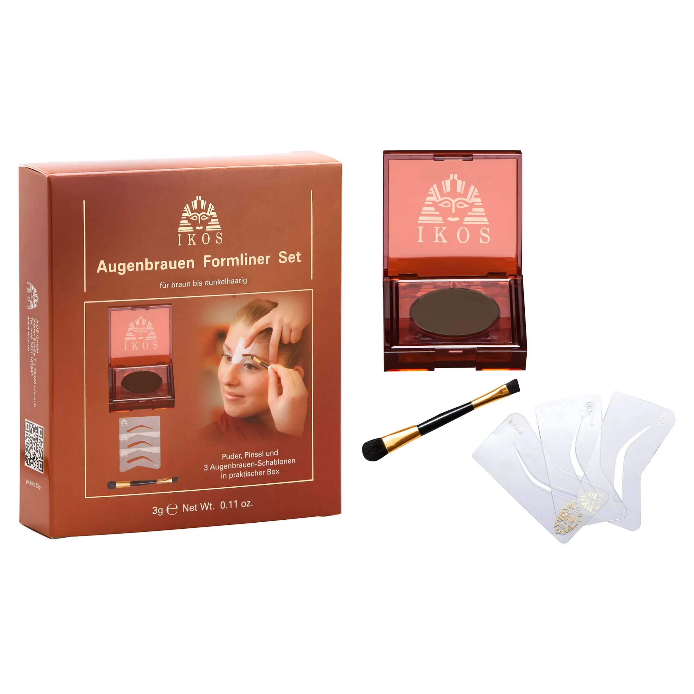 Augenbrauen Formliner-Set, 5 Teile, 3 g für braun- bis schwarzhaarige