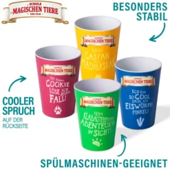 AWAVE Die Schule der Magischen Tiere Trinkbecher 250 ml rPET Set 4-teilig, mit Eichstrich