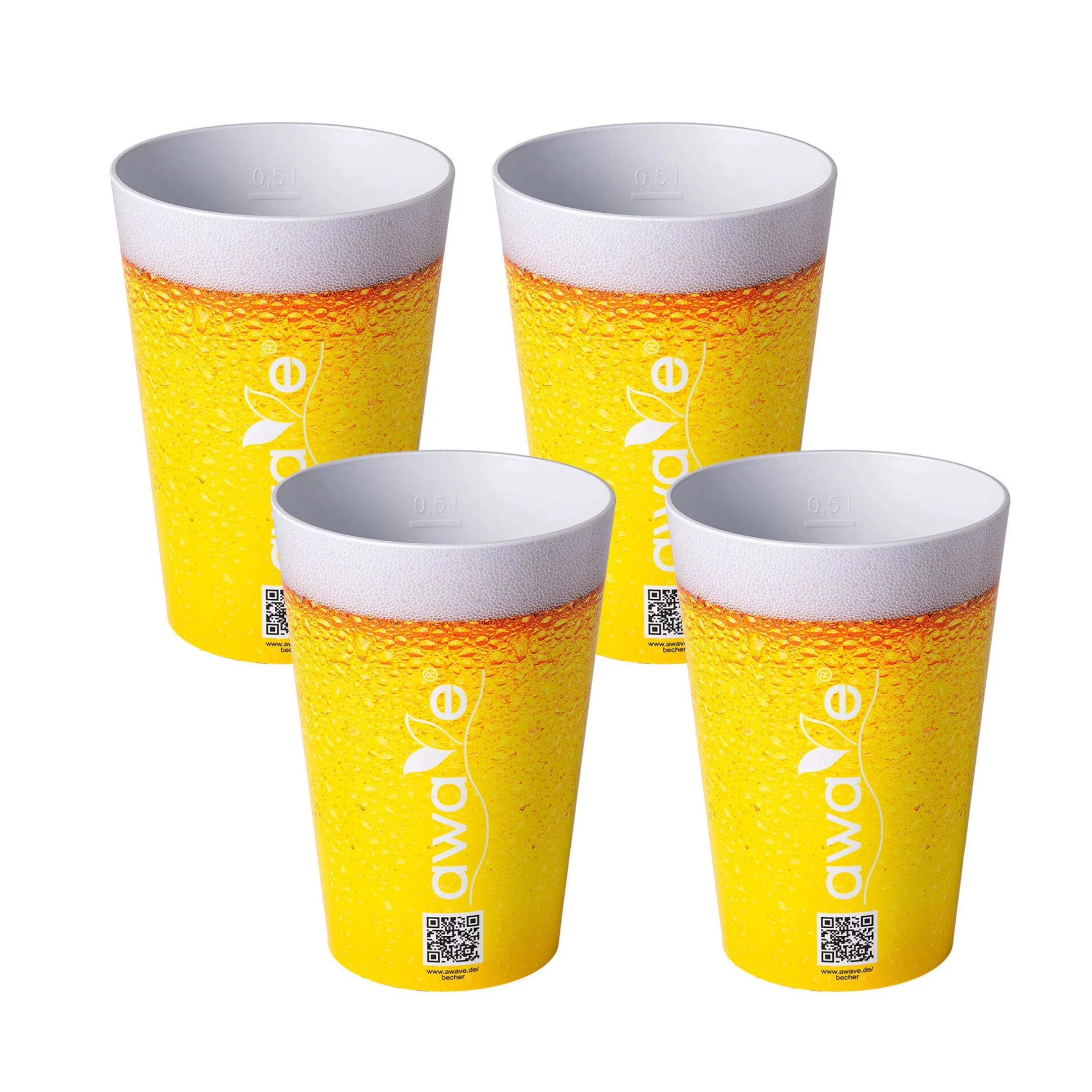 AWAVE Trinkbecher 500 ml rPET Set 4-teilig, mit Eichstrich