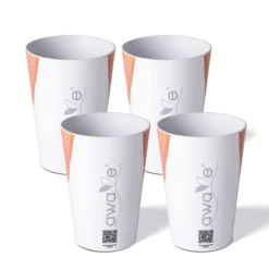 AWAVE Trinkbecher 400 ml rPET Set 4-teilig, mit Eichstrich
