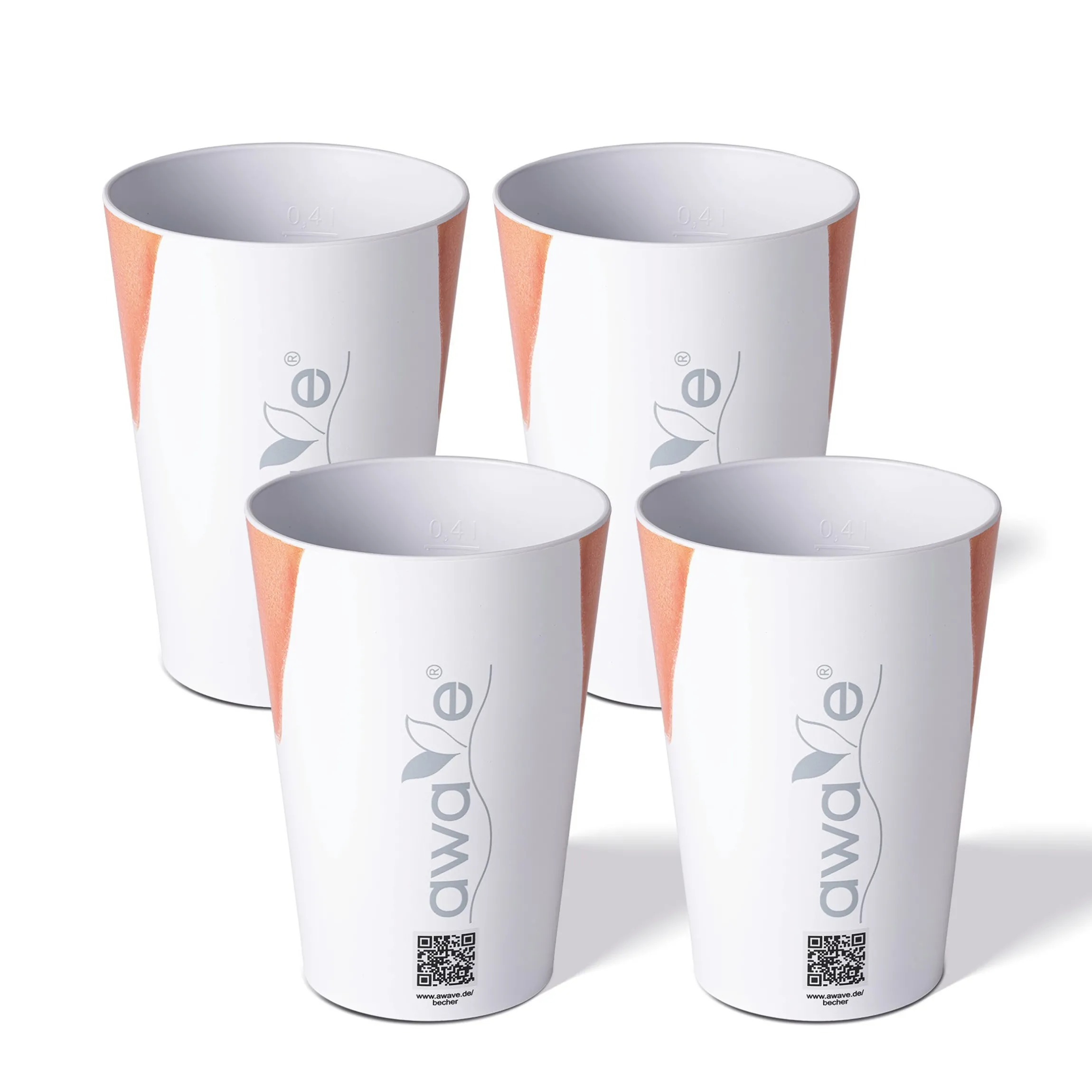 AWAVE Trinkbecher 400 ml rPET Set 4-teilig, mit Eichstrich