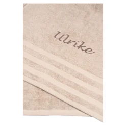 Badetuch personalisiert mit Namen, 150x100 cm, 100% Baumwolle beige