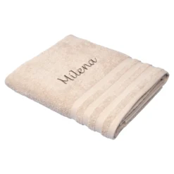 Badetuch personalisiert mit Namen, 150x100 cm, 100% Baumwolle beige