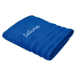 Badetuch personalisiert mit Namen, 150x100 cm, 100% Baumwolle blau