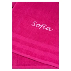 Badetuch personalisiert mit Namen, 150x100 cm, 100% Baumwolle pink