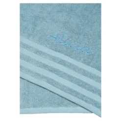 Badetuch personalisiert mit Namen, 150x100 cm, 100% Baumwolle rauchblau