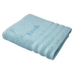 Badetuch personalisiert mit Namen, 150x100 cm, 100% Baumwolle rauchblau