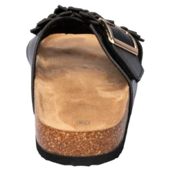 Bequem-Klettpantolette „Blümchen“ schwarz