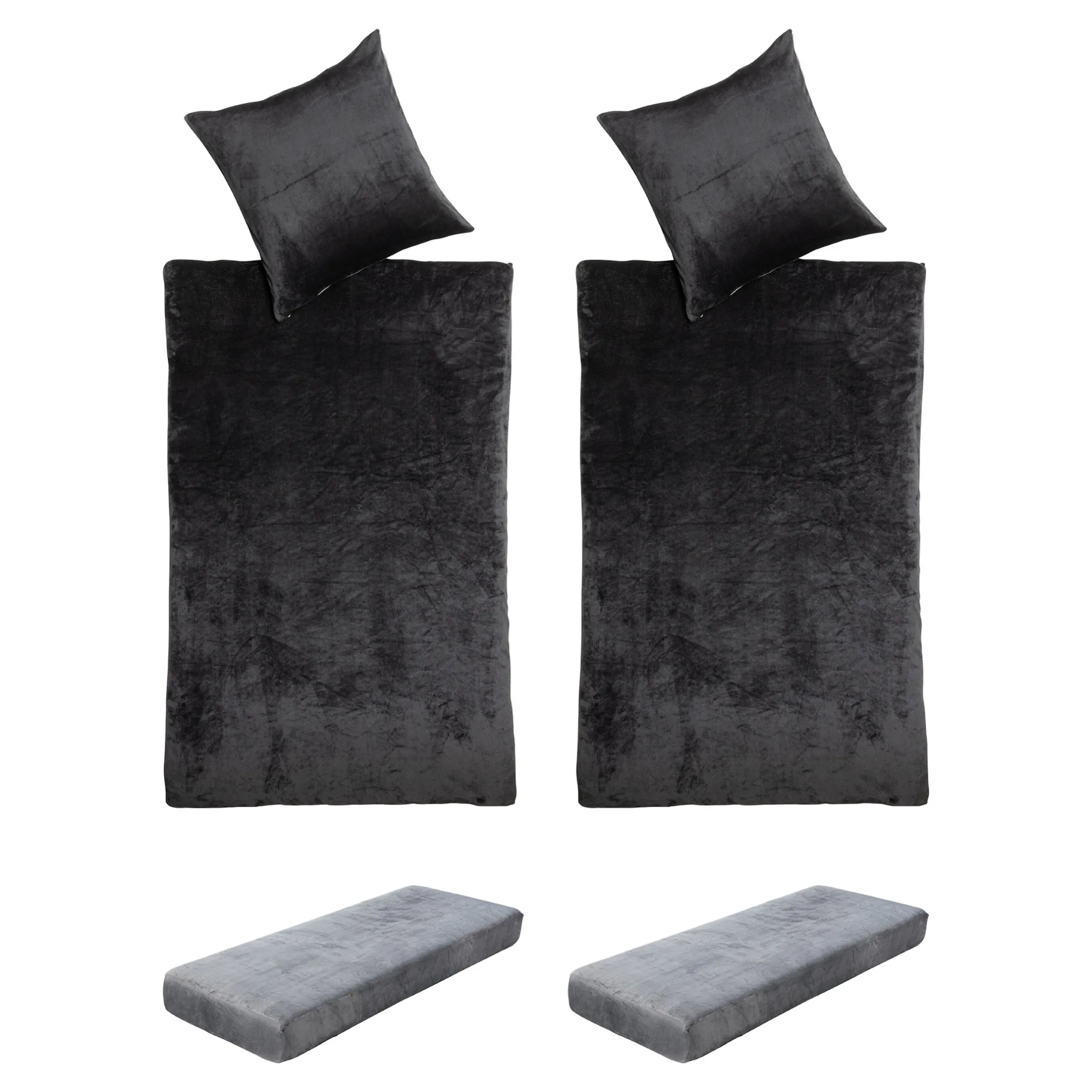 Bettwäsche-Set "Cashmerelike", 6-teilig, 135x200 cm grau