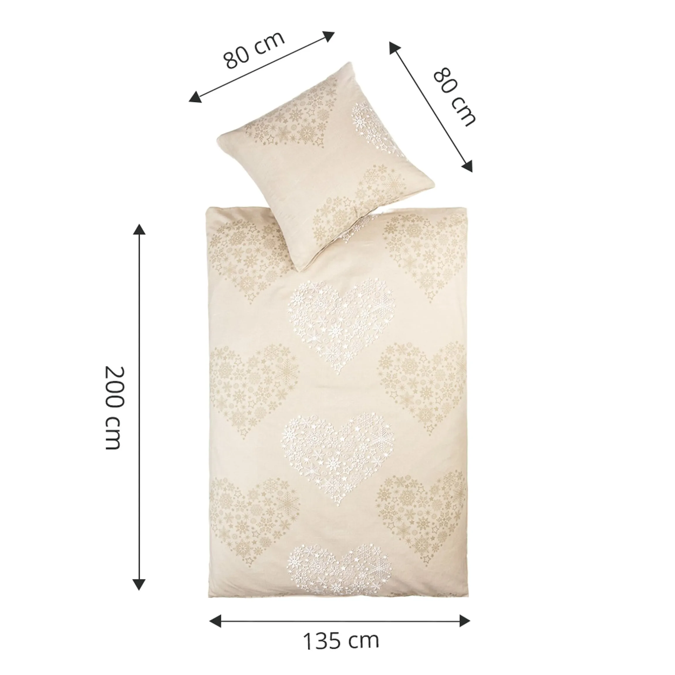 Biber-Bettwäsche "Exklusive", 2-teilig, 135x200 cm beige