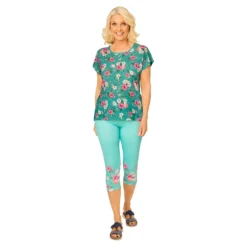 Capri-Leggings „Blütenzauber“ grün