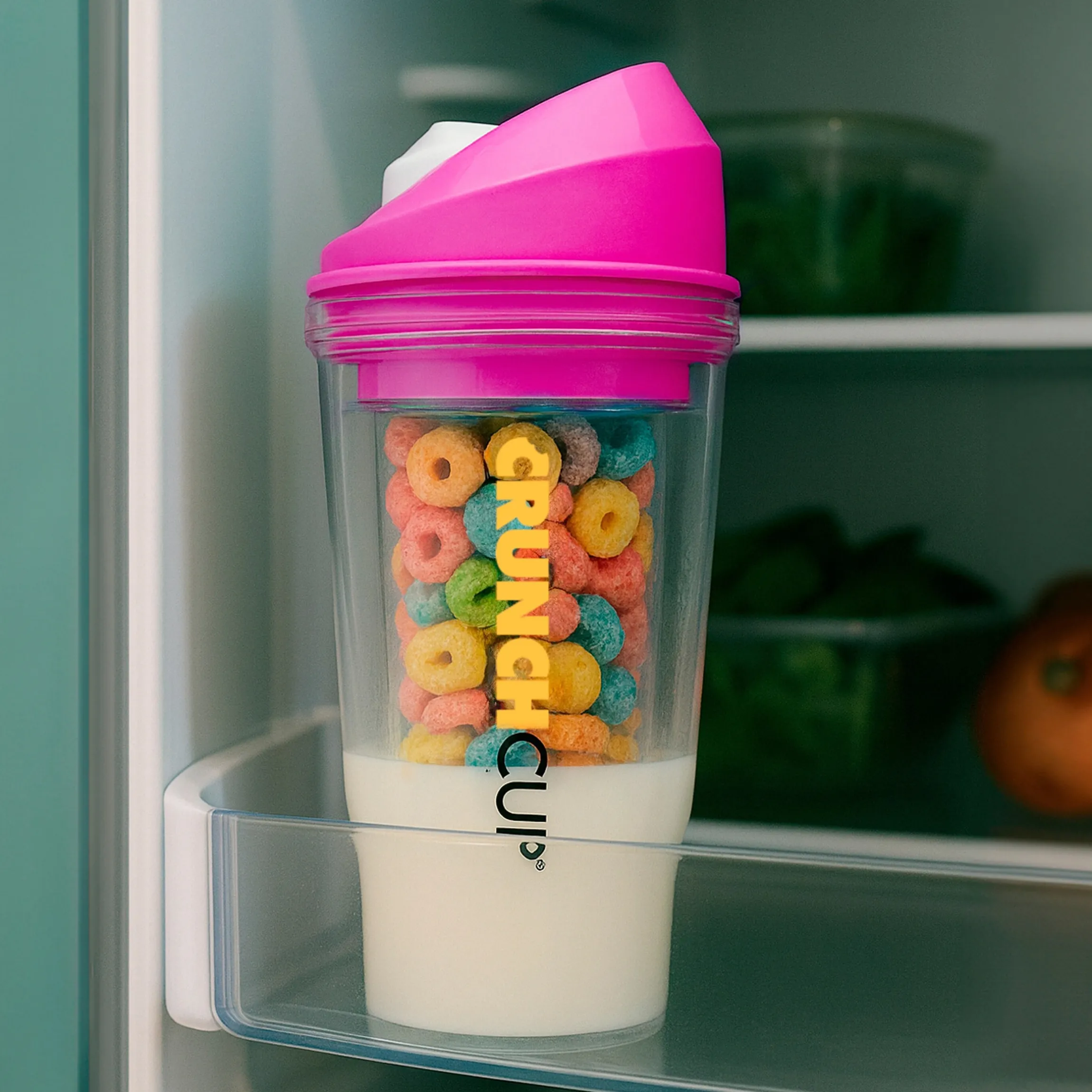 CrunchCup Original Tragbarer Müslibecher To Go 260 + 250 ml | Pink