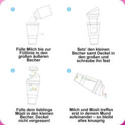 CrunchCup Original Tragbarer Müslibecher To Go 260 + 250 ml | Pink