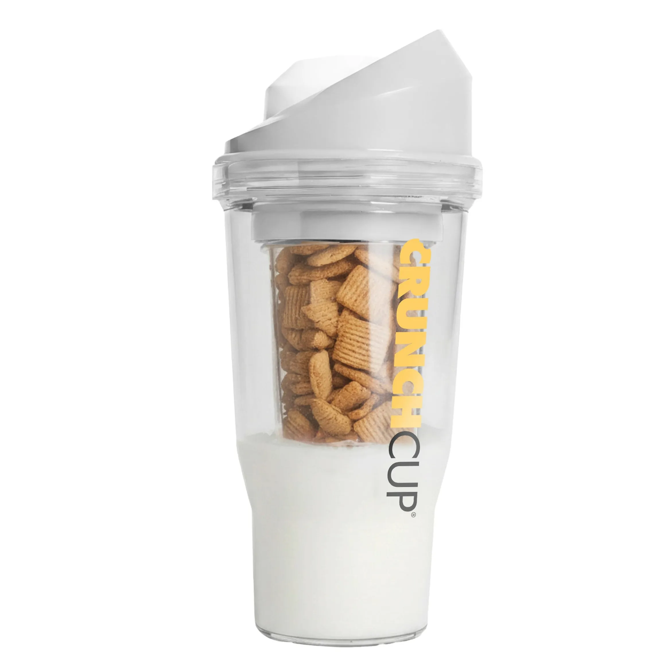 CrunchCup Original Tragbarer Müslibecher To Go 260 + 250 ml | Weiß