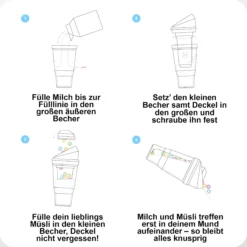 CrunchCup Original Tragbarer Müslibecher To Go 260 + 250 ml | Weiß