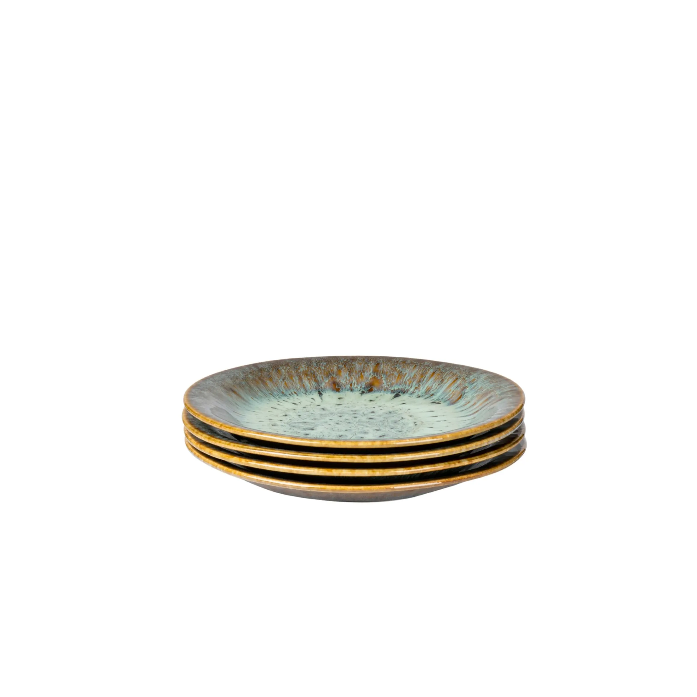 Desserteller-Set, Steinzeug Flussufer blau, grün, braun