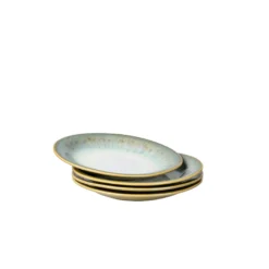 Desserteller-Set, Steinzeug Flussufer blau, grün, weiß