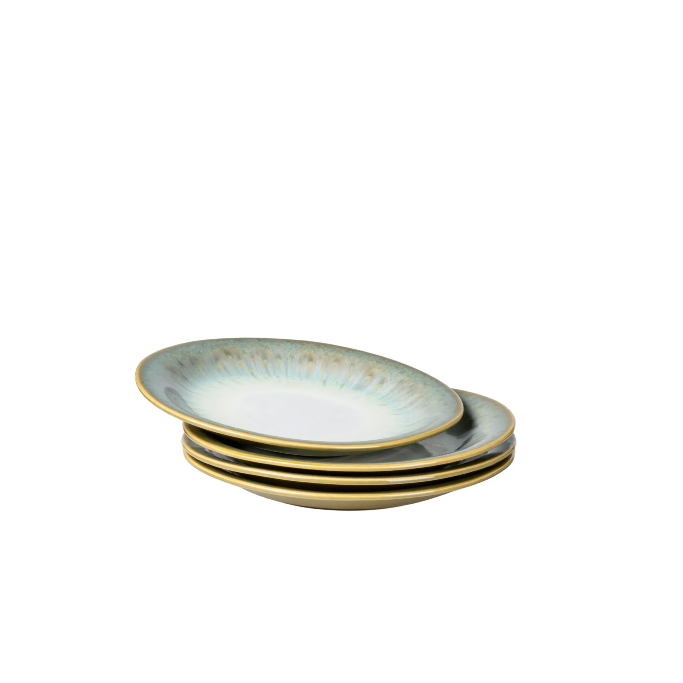 Desserteller-Set, Steinzeug Flussufer blau, grün, weiß