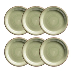 Dessertteller-Set, Steingut LUMACA Olivgrün
