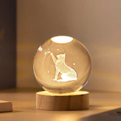 3D-LED-Glaskugel „Katze“