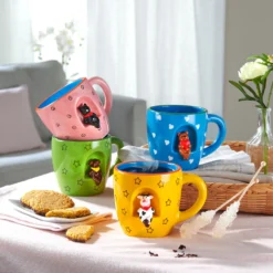 3D-Tassen-Set „Tiere“, 4 Stück je 380 ml