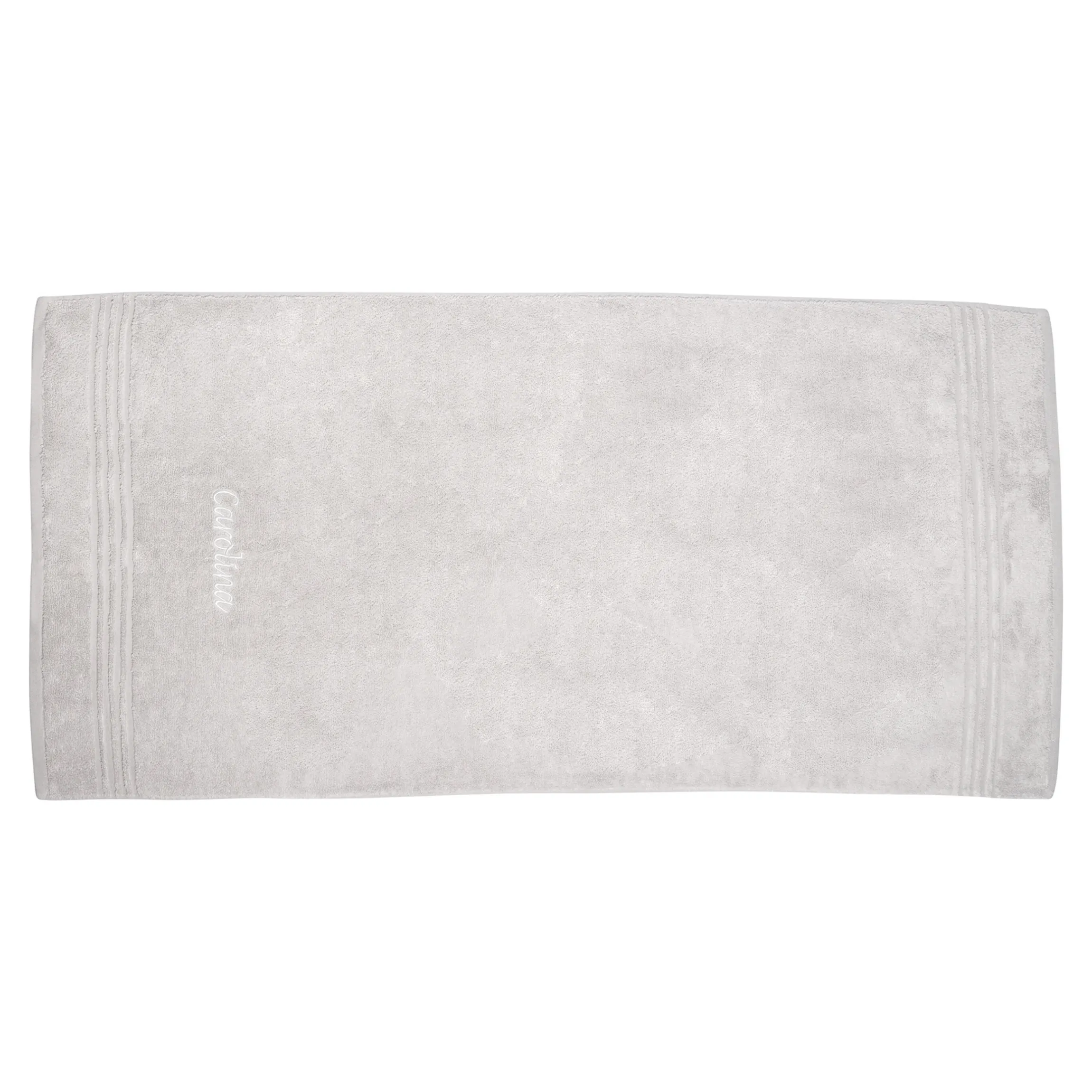 Duschtuch personalisiert mit Namen, 70x140 cm, 100% Baumwolle hellgrau