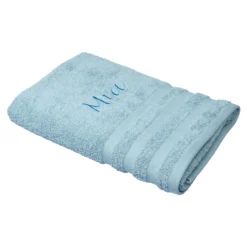Duschtuch personalisiert mit Namen, 70x140 cm, 100% Baumwolle rauchblau