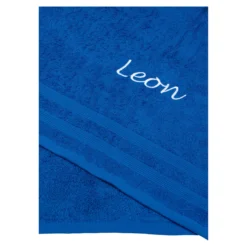 Duschtuch personalisiert mit Namen, 70x140 cm, 100% Baumwolle blau