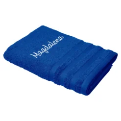 Duschtuch personalisiert mit Namen, 70x140 cm, 100% Baumwolle blau