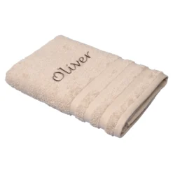 Duschtuch personalisiert mit Namen, 70x140 cm, 100% Baumwolle beige