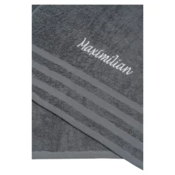 Duschtuch personalisiert mit Namen, 70x140 cm, 100% Baumwolle anthrazit