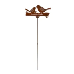 Edelrost-Gartenstecker "Vögel" personalisiert mit Namen