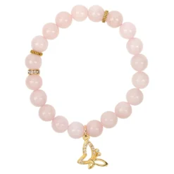 Edelstein-Armband mit Anhänger Rosenquarz