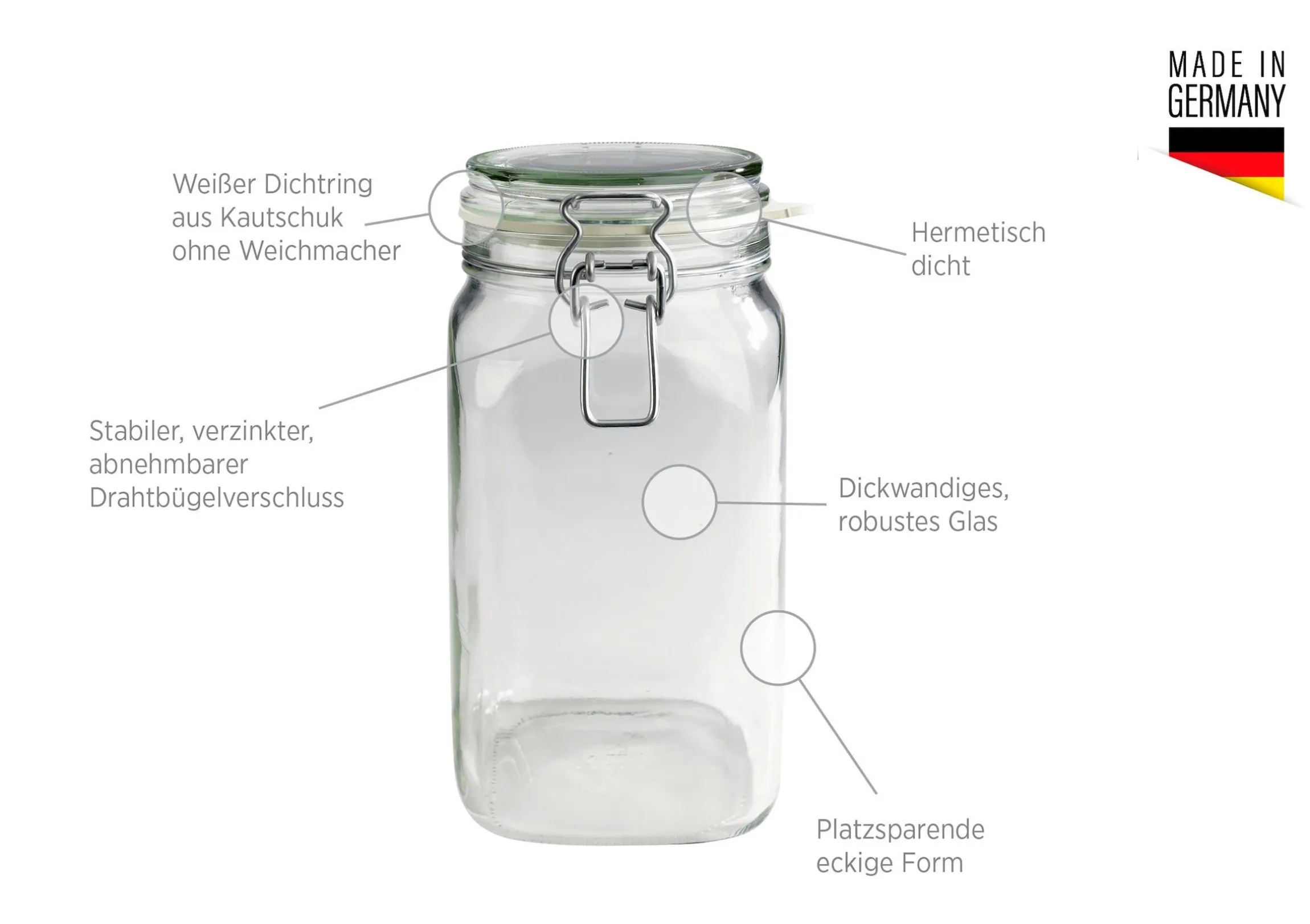 Einmachglas mit Deckel, 1,45 l GOTHIKA 6 x Einmachglas
