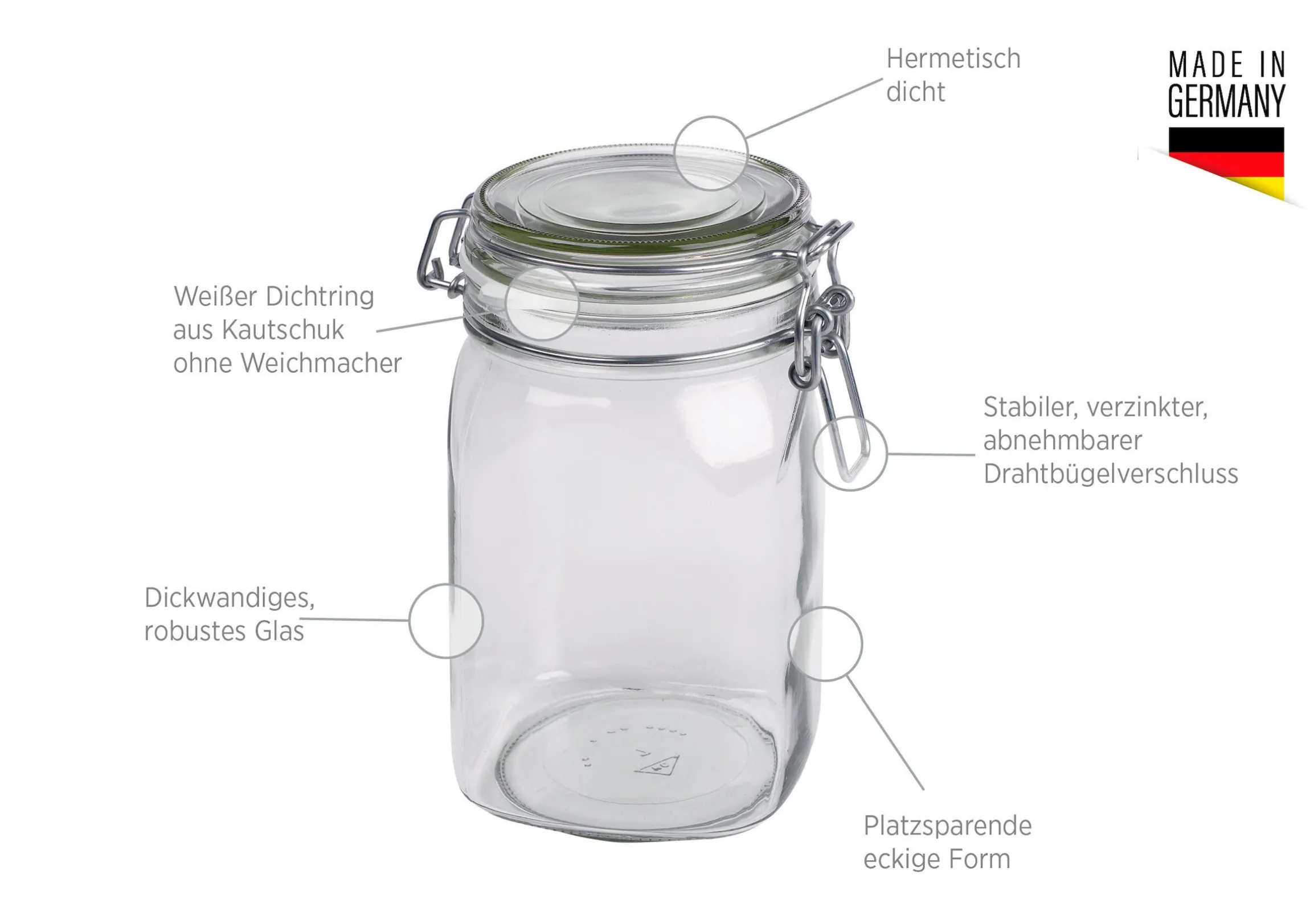 Einmachglas mit Deckel, 1,05 l GOTHIKA 6 x Einmachglas