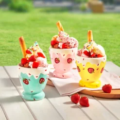 Eisbecher „Erdbeere“, 3 Stück