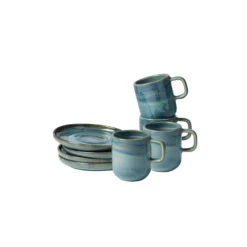 Espressotassen-Set, Steinzeug TIEFER SEE Blau / Grün