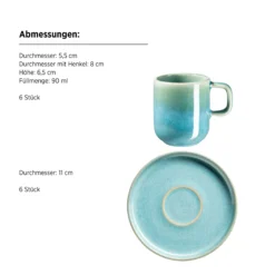Espressotassen-Set, Steinzeug Cordelia Grün