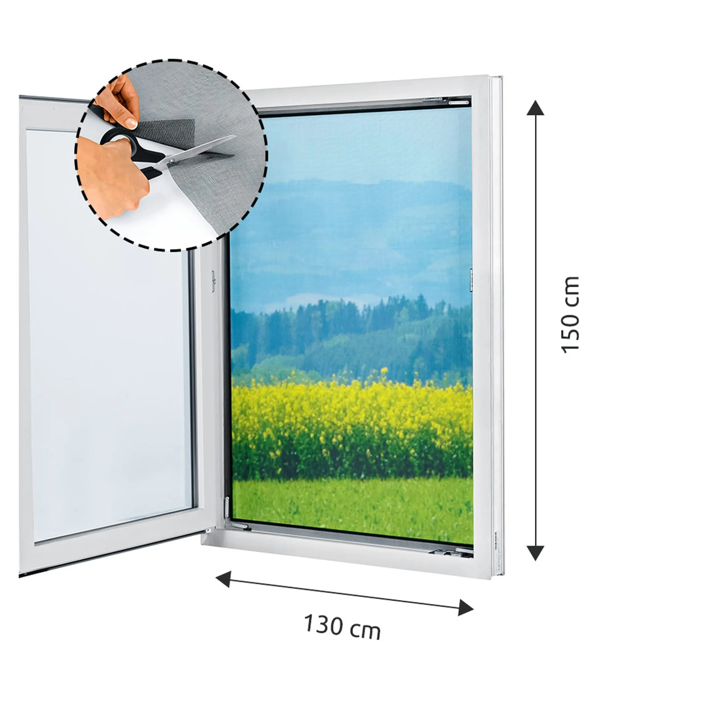 Fenster-Insektennetz "Magic Klick" mit Magnetbefestigung, 150x130 cm, zuschneidbar