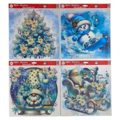 Fenster-Sticker „Winter-Glitter“, 4 Stück