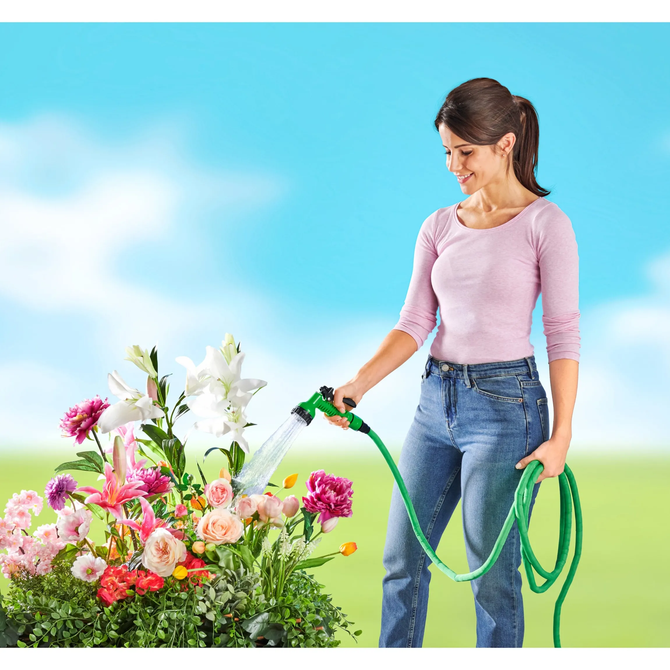 Flexibler Gartenschlauch + Gratis Sprühkopf 10 - 30m