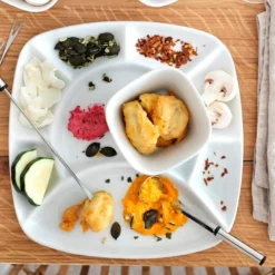 Fondueteller Set, Porzellan -