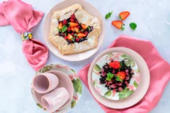 Frühstücksset, Keramik Ossia Mint / Weiß / Rot