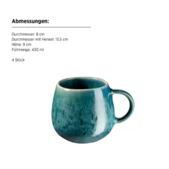 Frühstücks Set, Steinzeug Carellia Blau