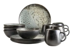 Frühstücks Set, Steinzeug Carellia Grau