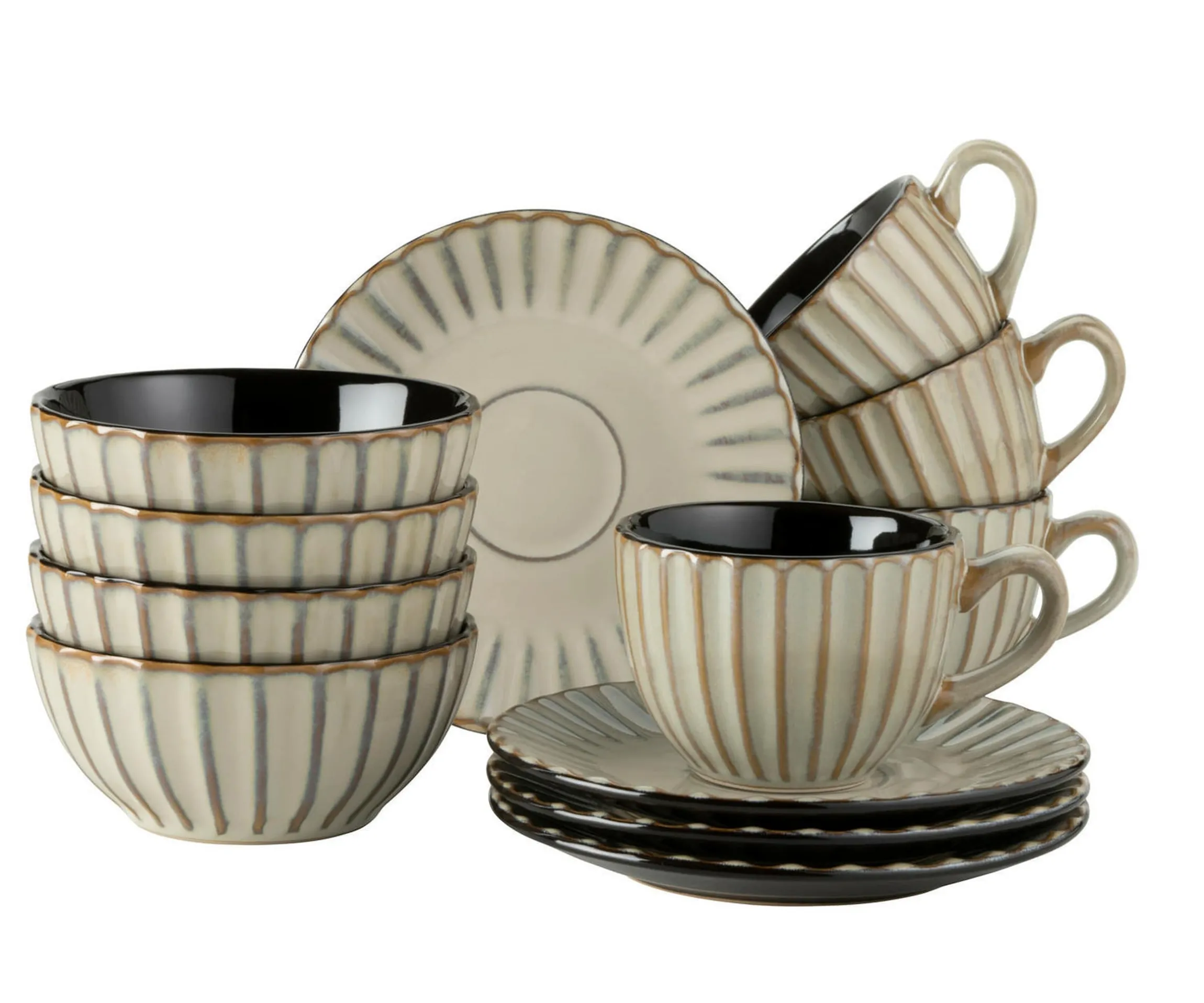 Frühstücksset, Steinzeug Confino Beige