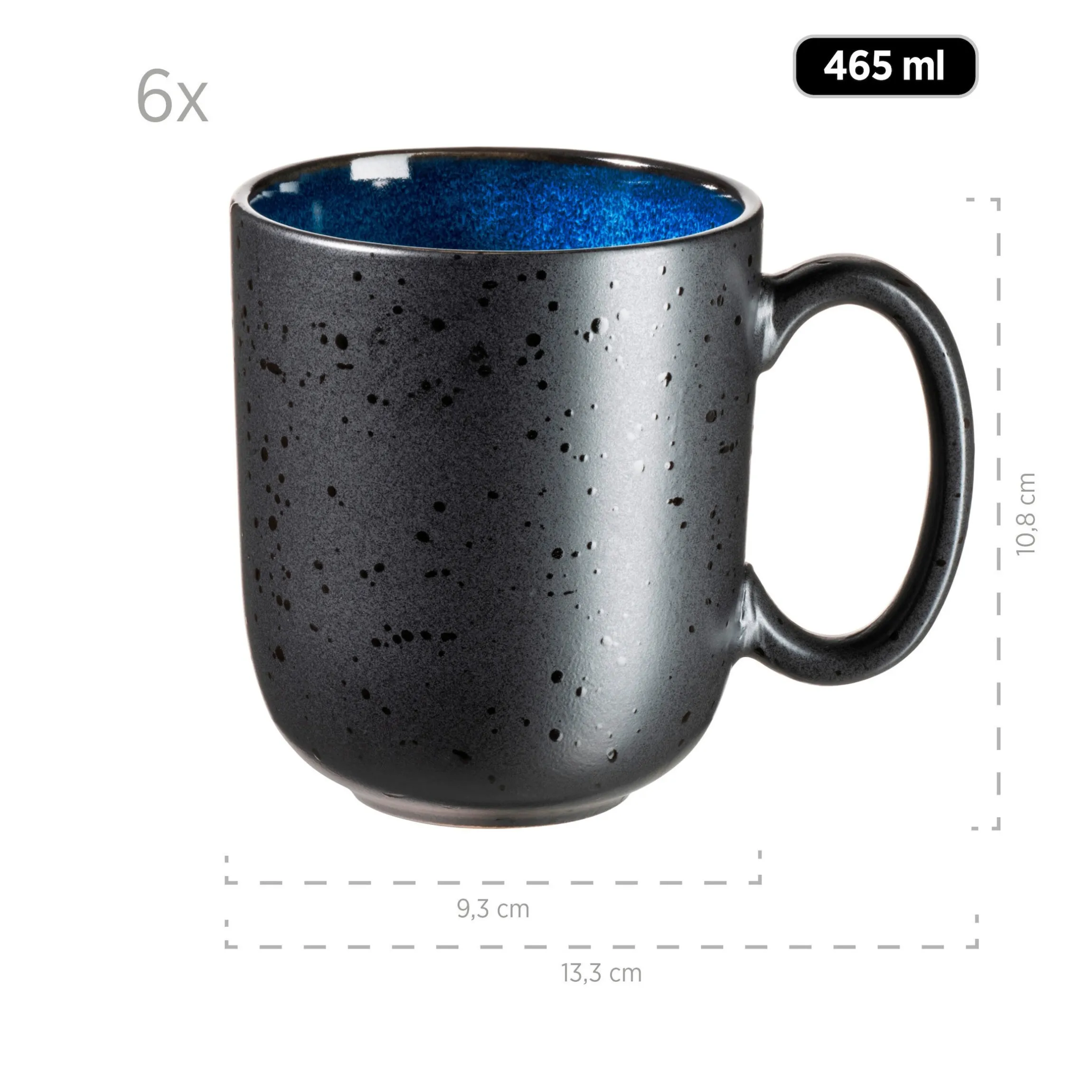 Frühstücksset, Steinzeug NIARA Schwarz / Blau